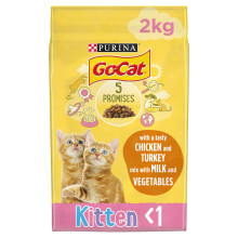 Go-Cat Kitten Chicken Turkey and Milk Dry Cat Food 2kg (Pack of 4)