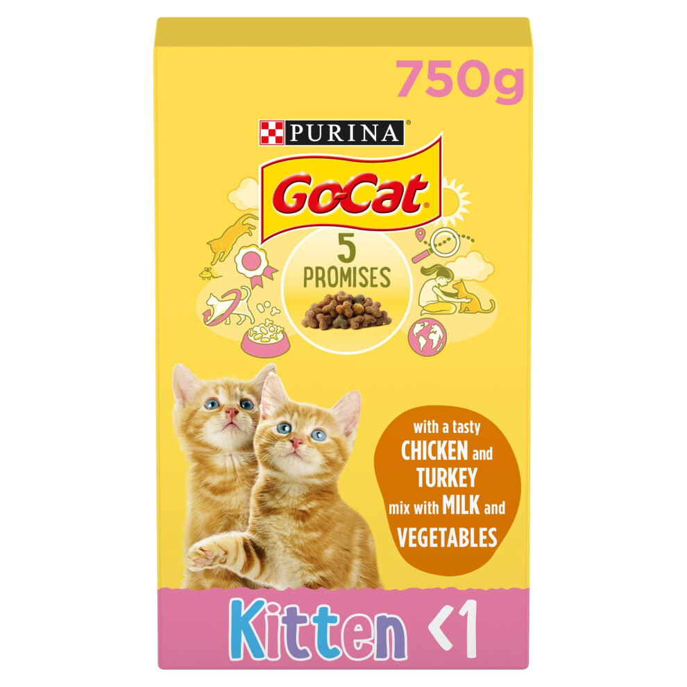 Go-Cat Junior Chicken, Milk & Veg Dry Cat Food 750G, Pack Of 5