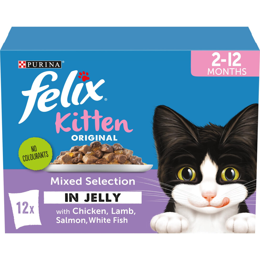 Felix Original Kitten Mixed Selection In Jelly Wet Cat Food 12X85g (Pack Of 4)