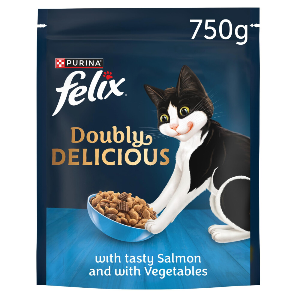Felix Doubly Delicious & Vegetables Dry Cat Food 4X750g Salmon