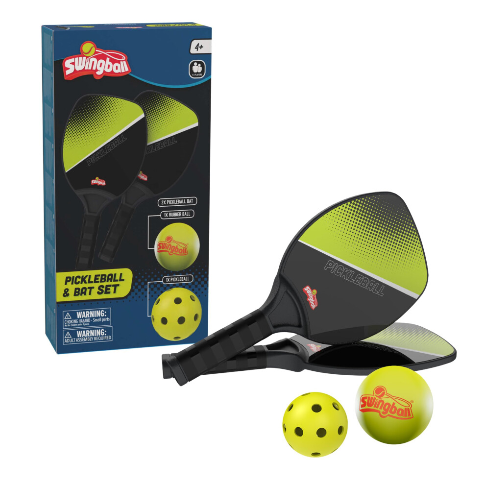 Swingball Pickleball And Bat Set, 2 Lightweight Paddles, Real Pickleball & Rubber Ball, Fun Beginner & Pro Game, Play Anywhere, For Ages 4+