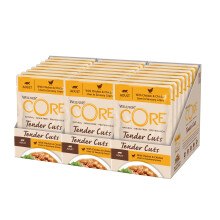 Wellness CORE Tender Cuts, 24 x 85g, Chicken & Chicken Liver, Wet Cat Food Pouches, Tender Pieces in Sauce, All-Natural, Grain-Free, High Meat