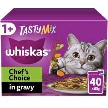 whiskas Tasty Mix 1+Chef?s Choice in Gravy 40x85g Pouches, Adult Cat Food