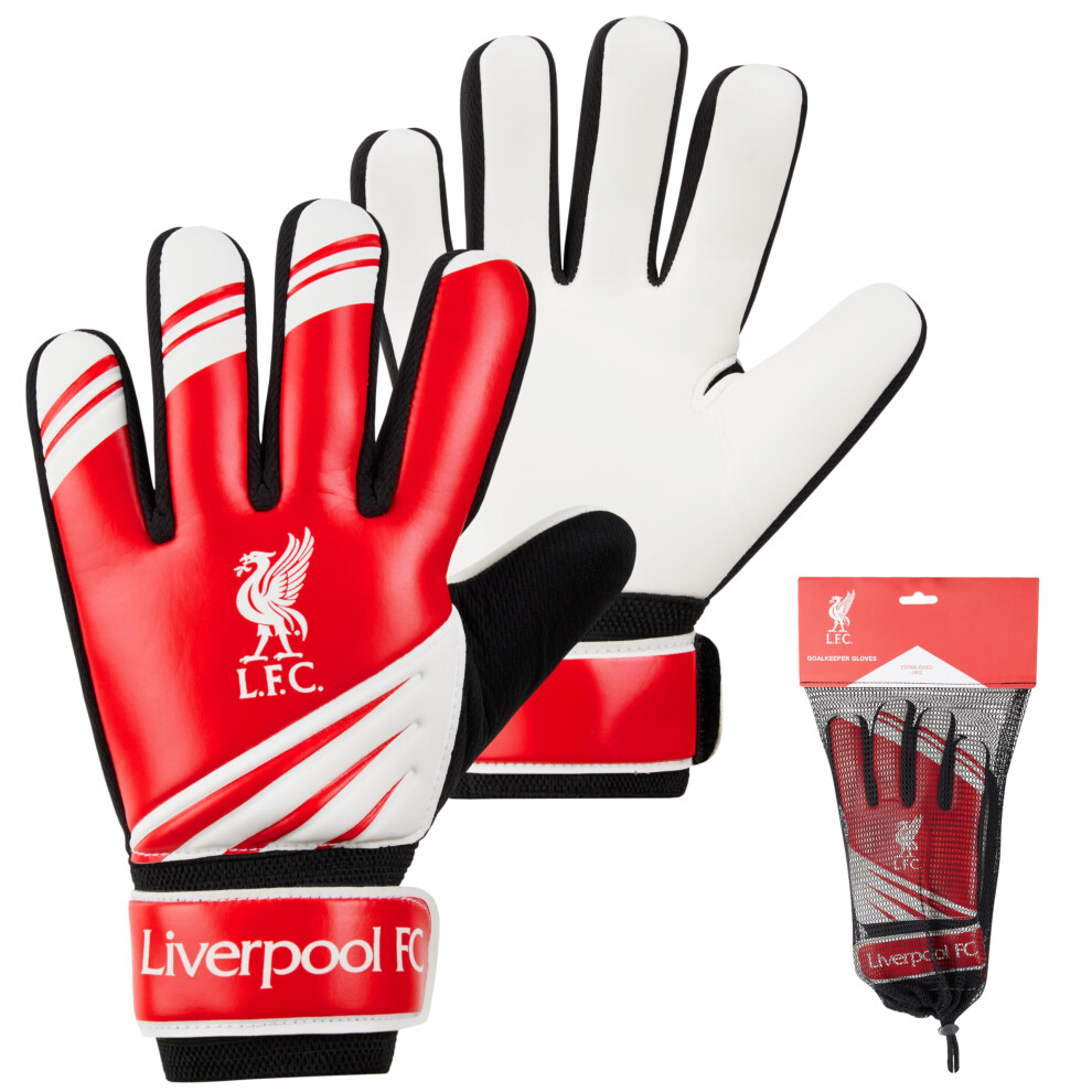 Liverpool Fc Liverpool F.c. Goalkeeper Gloves For Kids Teenagers - Non Slip Padded Palms Size 5 Or 7 - Liverpool Gifts For Boys (Size 5)