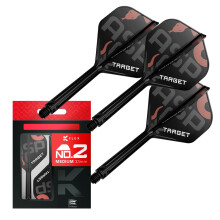 TARGET Darts Nathan Aspinall K Flex Flights and Shaft System, No.2 (Medium, 33mm) | Pack of 3 Kflex All In One Flights, Player Edition Darts