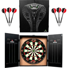 Ruthless Home Darts Centre | Complete Home Dart Board Centre Including Cabinet, Dartboard and 2 Sets of Darts (Cobra)