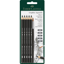 Faber-Castell 117897 - Grafiet aquarelpotlodenset, 6 stuks, incl. aquarelpenseel, voor kunstenaars