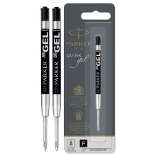 Parker Quink Gel Ballpoint Pen Refills - 0.5mm Fine Tip - Black Ink - Pack of 2