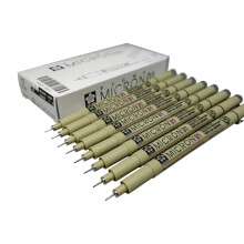 (01, 8 pct set, black) - Sakura Pigma Micron pen 01 black felt tip artist drawing pens - 8 pen set