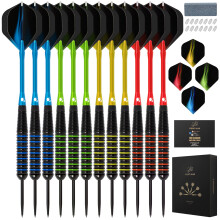 centaur 2025 Newest Darts 12 Pack Steel Tip Darts, Professional 24G Metal Dart Set with 4 Color Premium Aluminum Shafts and 4 Style PET Flights and