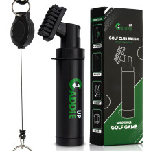 Golf Club Cleaner Brush with Water Spray in Black - Updated Design with Strong all-in-one Brush Head and Improved 75cm Retractable Wire Attachment -