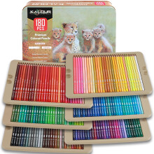 KALOUR PDAS 180 Colored Pencil Set for Adults & Artists, Rich Pigment Soft Core, 15 Metallic Pencils, 6 Neon Pencils, Ideal for Coloring Drawing
