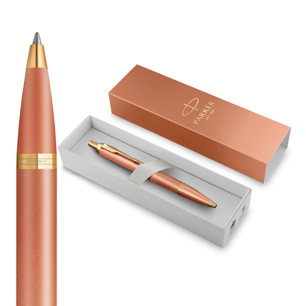 Sharpie Parker Im Writing Rituals Ballpoint Pen | Uplifting Finish With Gradient & Trims | Medium Point | Ink | Gift Box Orange/Gold/Blue