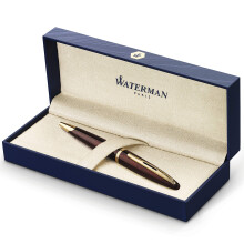 Waterman Car?ne Marine Amber Ballpoint Pen | Gloss Brown & Black with 23k Gold Clip | Medium Point with Blue Ink Cartridge | Gift Box