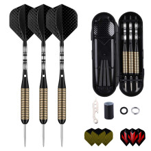 sanfeng Professional 3 Pack 27 Grams Steel Tip Darts Set With Brass Barrel, Black Aluminum Shafts 9pcs Standard Flights + 50pcs Rubber O-Rings + 12pcs