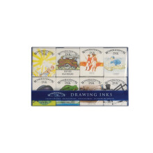 Winsor & Newton, Drawing Inks, Wiliam Collection Ink Pack, 8 x 14 ml Ink Bottles , Purple/Yellow