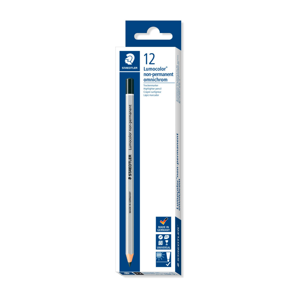 Staedtler 108-9 Lumocolor Omnichrom Non-Permanent Pencil - (Box Of 12) Black