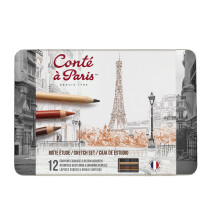 Cont? ? Paris Studio Sketching and Drawing Pencils - Assorted Colours, White, 12 Count (Pack of 1)