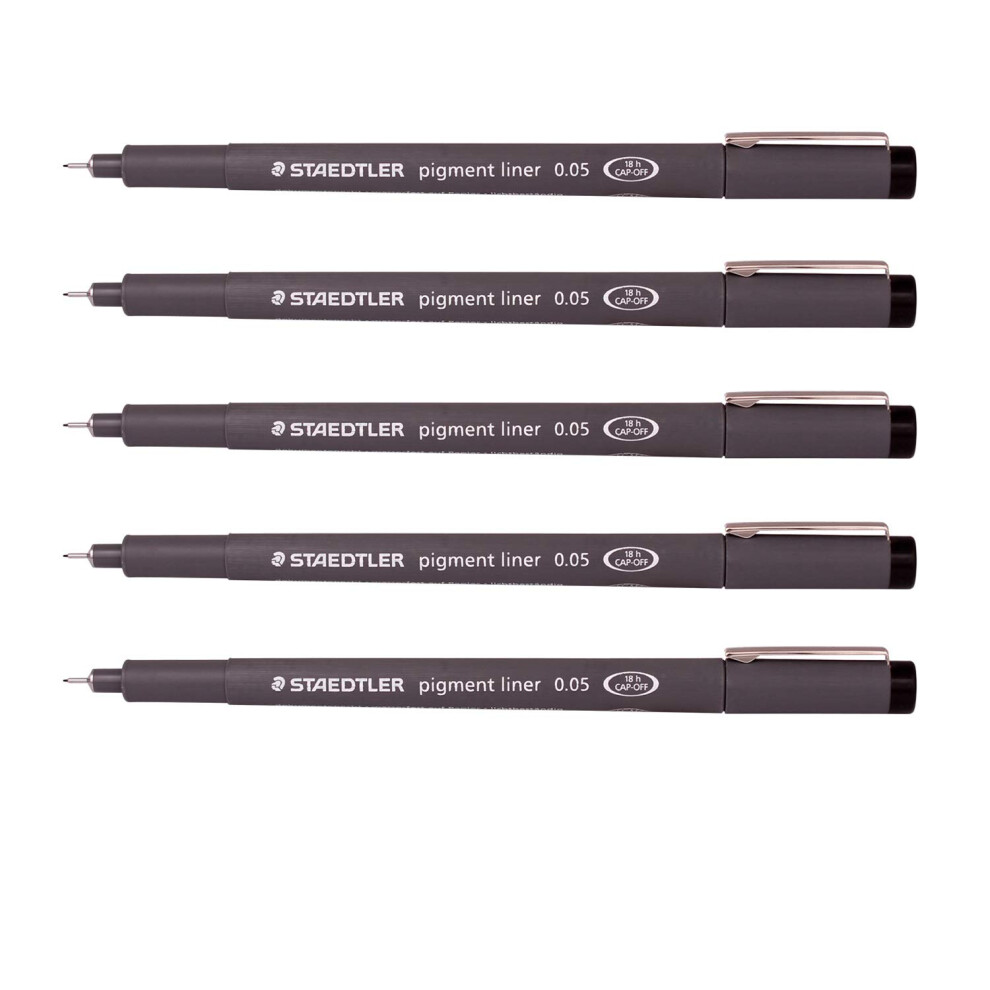 Staedtler 0.05 Mm Pigment Liner Fineliner Sketching Drawing Drafting Pens Pack Of 5 Black