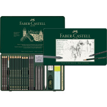 Faber-Castell PITT Graphite 26-Piece Large Tin Professional Quality Set in a Metal Case