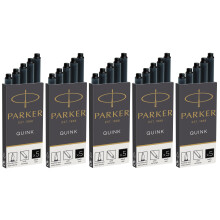 Parker Long Black Ink Cartridges For Fountain Pens - Pack of 25