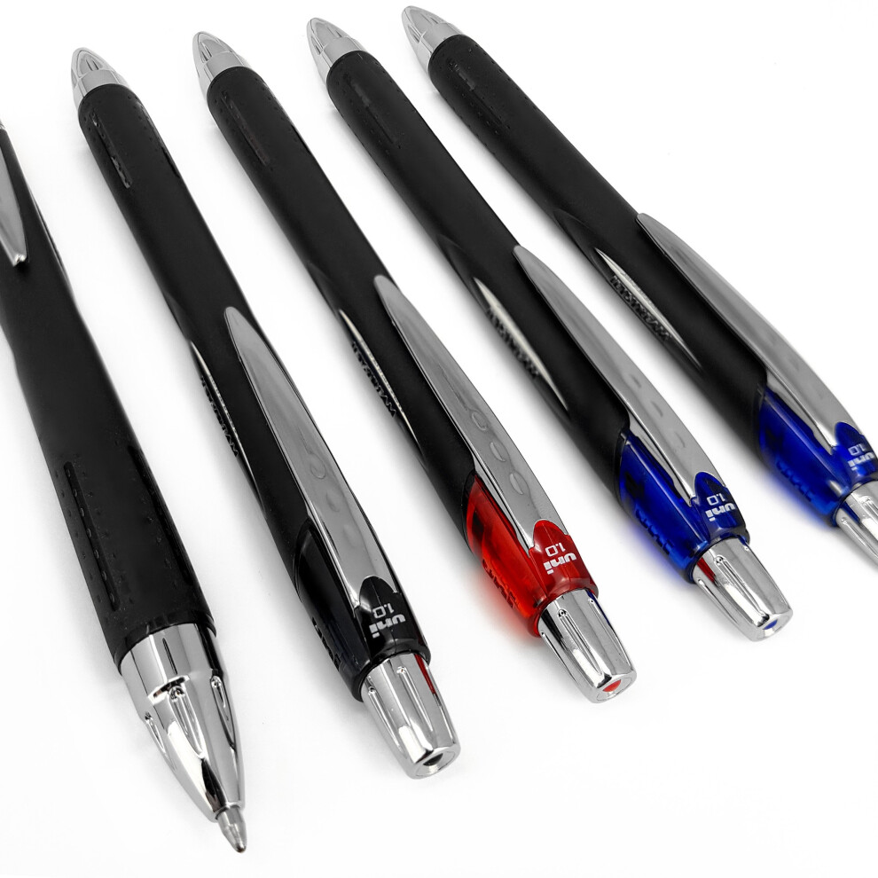 Uni-Ball - Jetstream Sxn-210-1.0Mm Retractable Rollerball Pen - Pack Of 5 - [2 2 1 Red] Black/Blue/Red