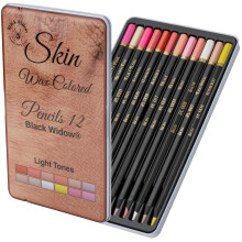 Black Widow Light Tone Skin Pencils, Perfect Coloured Pencils Set For Adults and Drawing Pencil For Artists, Ideal Portrait Set Colouring - Now With