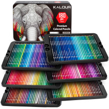 KALOUR 180 Coloured Pencils for Adults Artists - Rich Pigment Soft Core -12 Metallic Pencil - Ideal for Colouring Drawing Sketching Shading Blending -