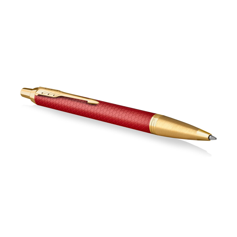 Parker Im Ballpoint Pen | Premium Lacquer With Trim | Medium Point With Ink Refill | Gift Box Red/Gold/Blue