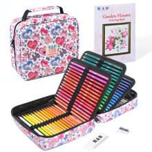 H & B 120 Colored Pencil Set Art Supplies Drawing Kit for Adult Coloring and Kids Colouring Sketchbook with Case