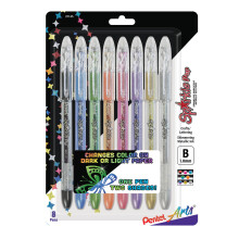 Pentel ARTS Sparkle POP Gel Pen, Assorted Colors, 8 Count (Pack of 1)