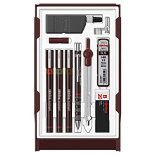 rOtring Isograph Technical Pen Master Set | 3 Fineliners (0.10mm, 0.30mm, 0.50mm), Mechanical Pencil (0.5mm), Compass & Accessories | 10-Piece Set in