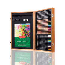 Derwent Academy Wooden Gift Box,Complete 35 Piece Art Set with Colouring Pencils,Pastels & Accessories, Ideal Collection for Drawing, Sketching &