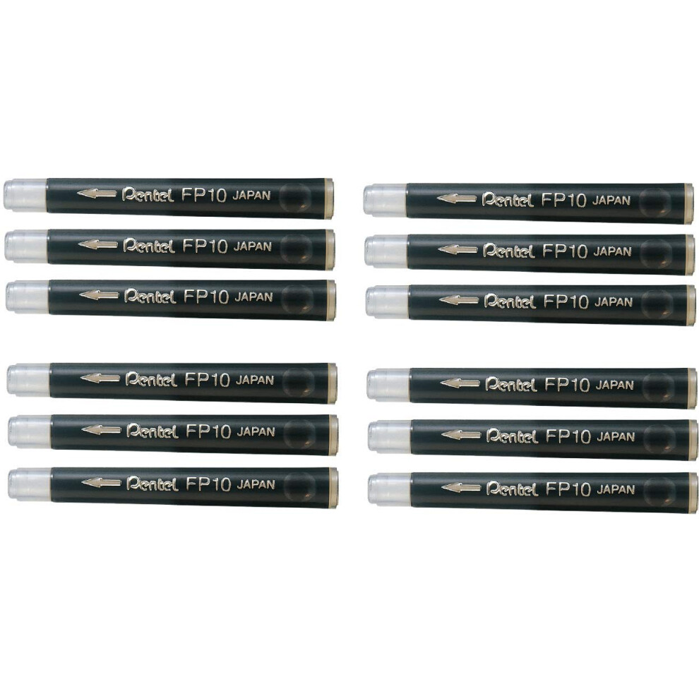 Pentel Arts Pocket Brush Refills, Black Ink, Value Set Of 12