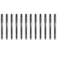 Uni Ball Black Capped (UM-153S) Gel Impact Rollerball Pen Ball Point Pens Broad 1mm Tip Nib 0.6mm Line Width Ink (Pack Of 12)