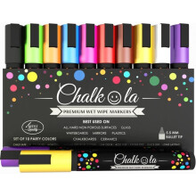 Chalk Pens - Pack of 10 neon Colour Markers. Used on Whiteboard, Chalkboard, Window, Blackboard - 6mm Reversible Bullet & Chisel Tip