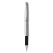 Parker Jotter Fountain Pen | Stainless Steel with Chrome Trim | Medium Nib | Handwriting Pens & Stationery Supplies | Blue Ink | Gift Box