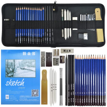 lunaoo Drawing Pencil Artist Drawing Material Kit, Art Supplies with Sketching Graphite Pencils & Charcoal Pencils for Kids, Adults Professional, 36