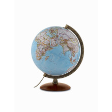 National Geographic Edge Classic Globe | Illuminated | Base in beechwood and metallic meridian |Political and physical map by National Geographic |