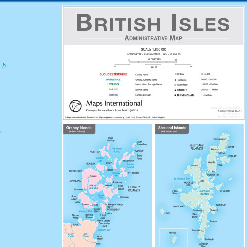Large British Isles Administrative Map - UK Postcodes - Front Sheet Laminated - 84.1 x 118.9 cm 2