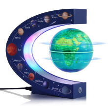 Magnetic Levitation Floating Rotating 3in Globe With Colored Lamp For Men Boss Cool Office Decor Gifts Or Kids Desk Toys,Nine planetary solar systems