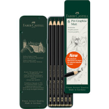 Faber-Castell Art & Graphic Pitt Graphite Matt Pencil, Matt Graphite, Tin Of 6, For Art, Craft, Drawing, Sketching, Home, School, University,