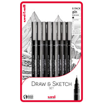 uni-ball PIN Fineliners, Black Fine Tipped Writing Pens, Water and Fade-Resistant Ink, Ideal for Architects, Sketching, Scrapbooking, Outlining, Art,