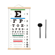 Eye Charts for Eye Exams 20 Feet, Snellen Eye Chart with Wooden Frame for Wall Decor, 22x11 Inches Canvas Low Vision Eye Chart with Eye Occluder and