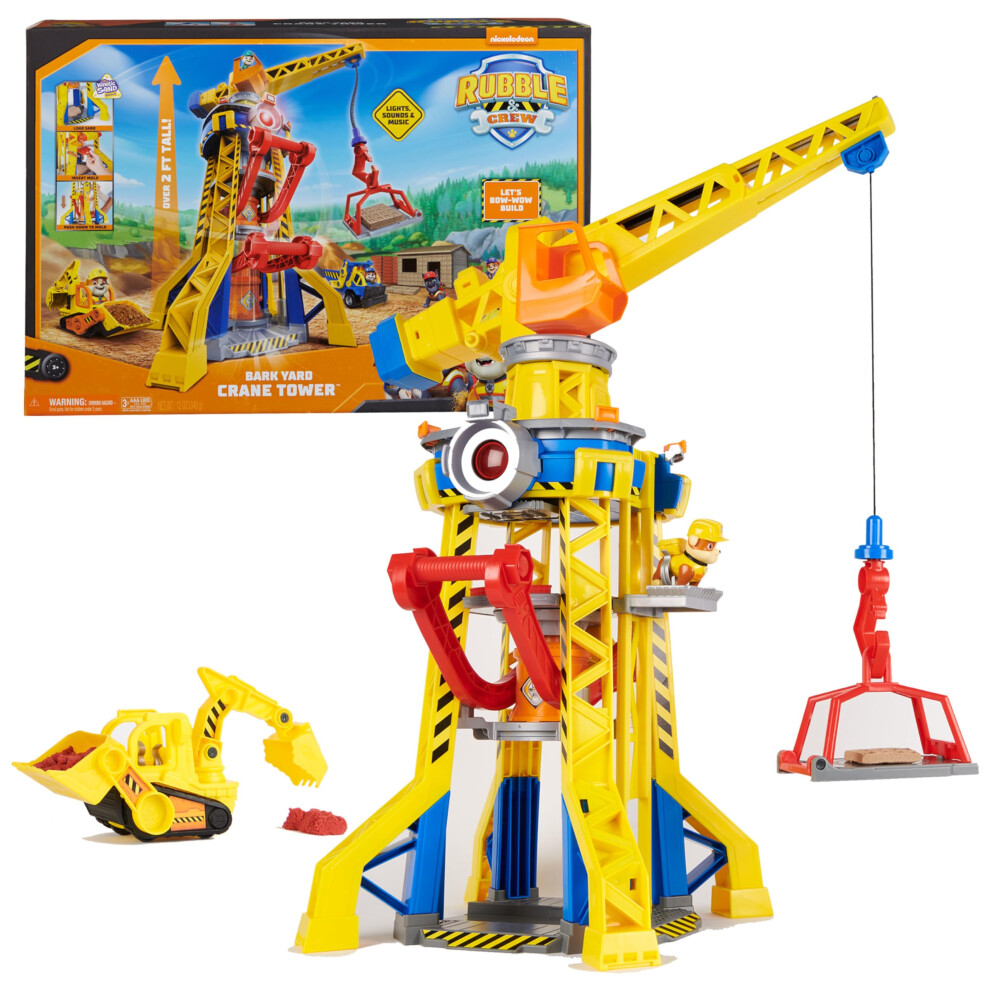 New Rubble & Crew Boys Rubble And Crew, Bark Yard Crane Tower Playset With Rubble Action Figure, Toy Bulldozer And Kinetic Build-It Play Sand, Kids? Toys For And Girls 6067494