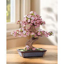Rolife 3D Puzzle Sakura and Evergreen Pine Bonsai Wooden Puzzle Model Kits for Adults to Build Home Decoration Creative Gifts for Adults and Kids