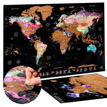 Scratchable World Map + Bonus Europe Map, Detailed Poster, Watercolour Wall Art, with Travel Gift Tube