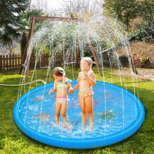 Anpro 170 cm / 68 Sprinkle and Splash Play Mat,Sprinkler Pad for Kids over 6 years old/Pets,Summer Garden Outdoor Spray Water Toys including 15 PCS