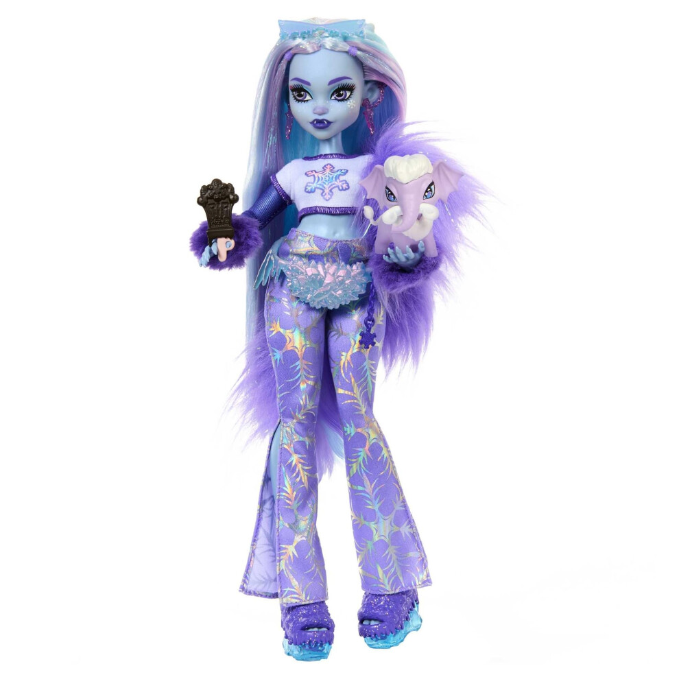 Monster High Doll, Abbey Bominable Yeti Fashion Doll With Pet Mammoth And Themed Accessories, Hnf64