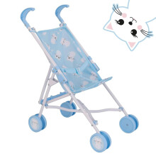 BabyBoo Single Stroller | Toy Dolls Buggy | Baby Doll Pushchair, Ages 2+ (Blue Kittens), includes separate logo stickers for wheels